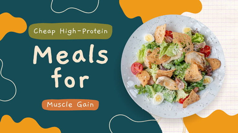 An assortment of budget-friendly high-protein meals ideal for muscle gain, showcasing diverse ingredients and meal prep ideas.